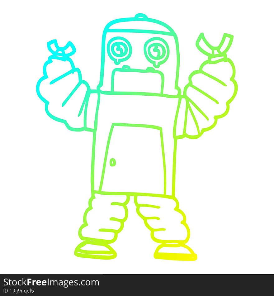 cold gradient line drawing cartoon robot