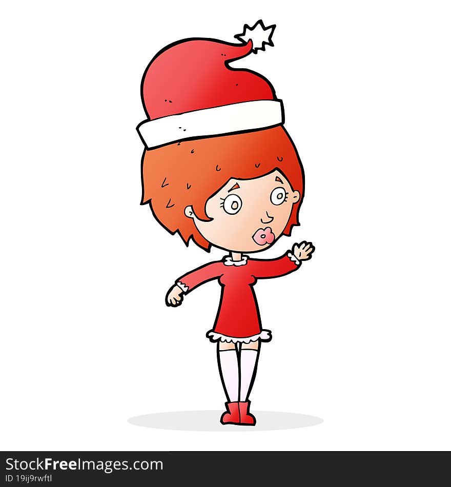 cartoon woman ready for christmas