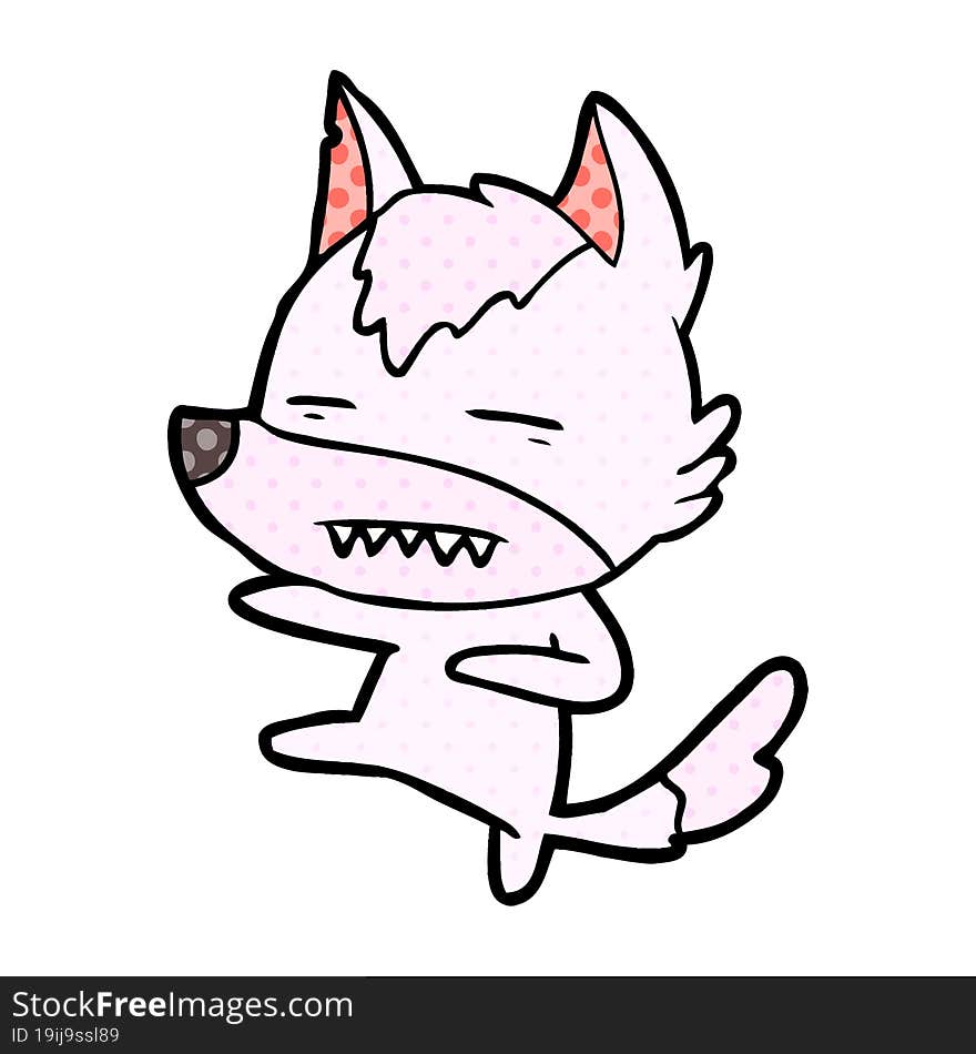 cartoon wolf kicking. cartoon wolf kicking