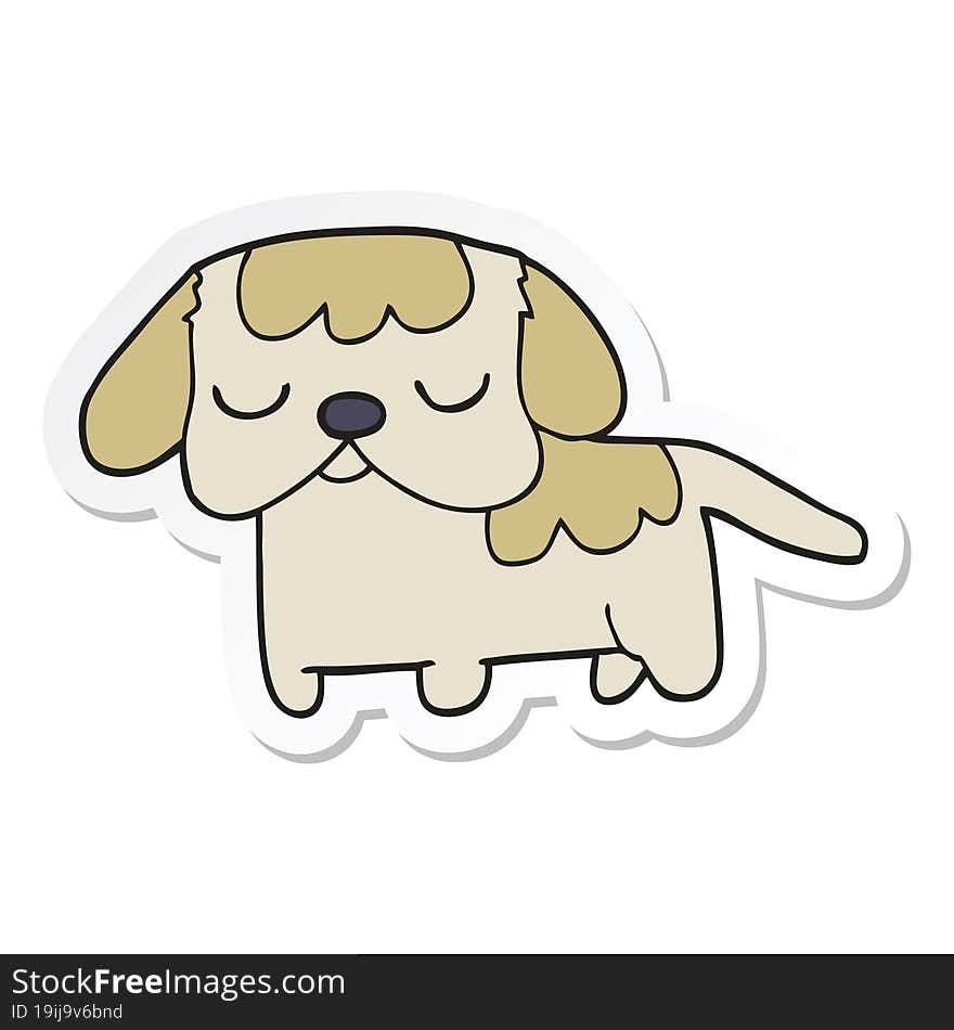 sticker of a cute cartoon puppy