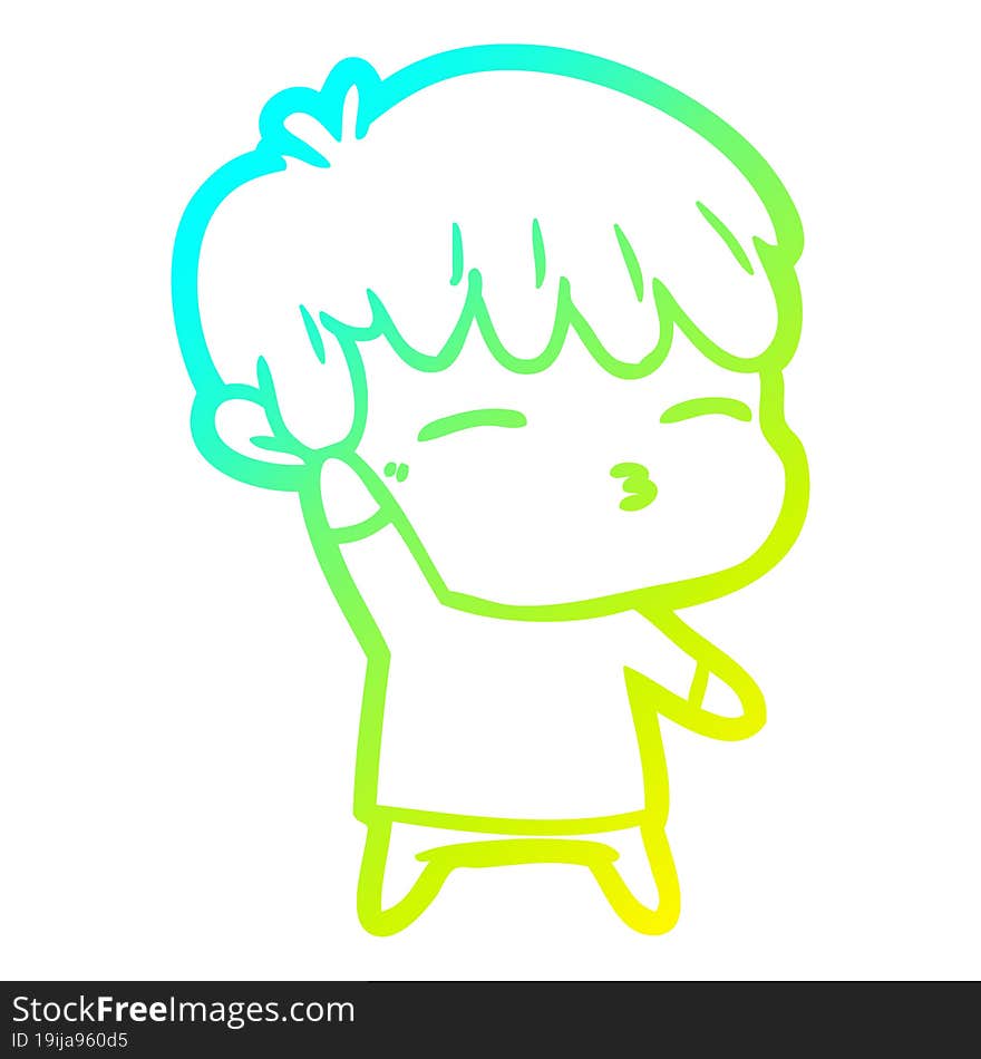 cold gradient line drawing cartoon curious boy