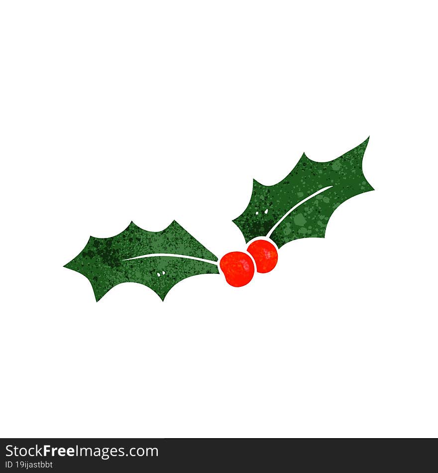 retro cartoon christmas holly