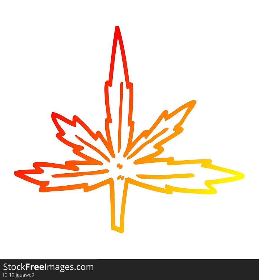 warm gradient line drawing cartoon marijuana leaf