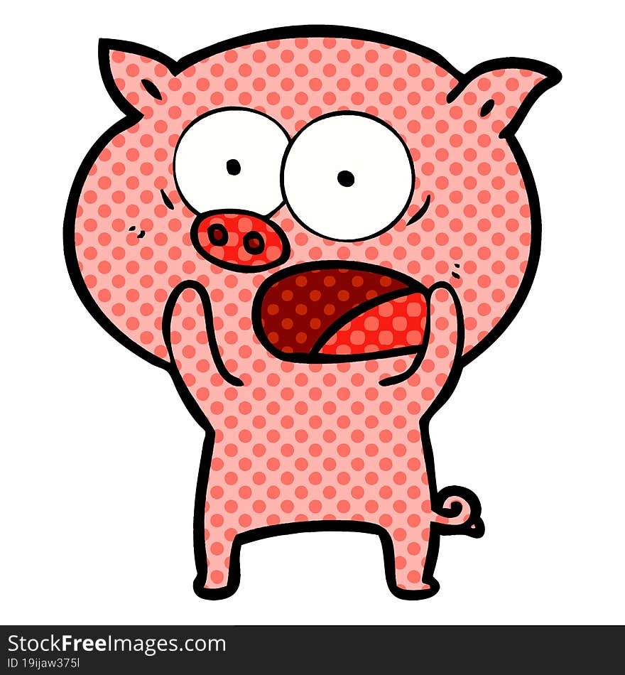 cartoon pig shouting. cartoon pig shouting