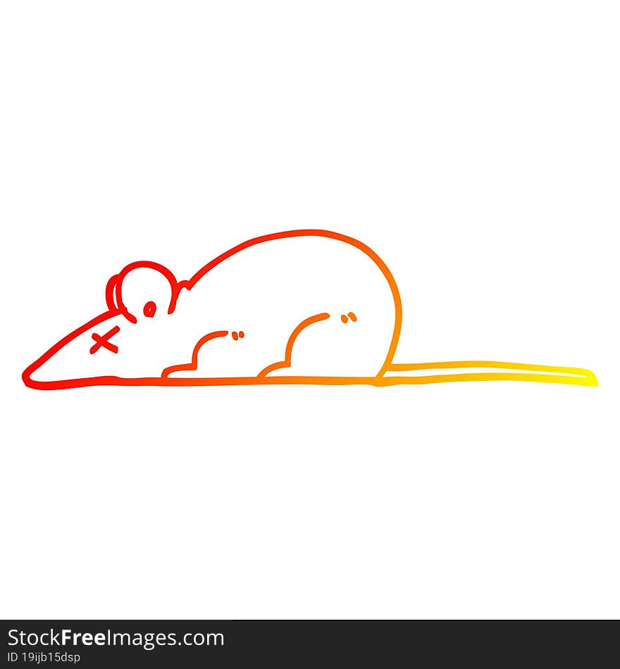 warm gradient line drawing of a cartoon dead rat