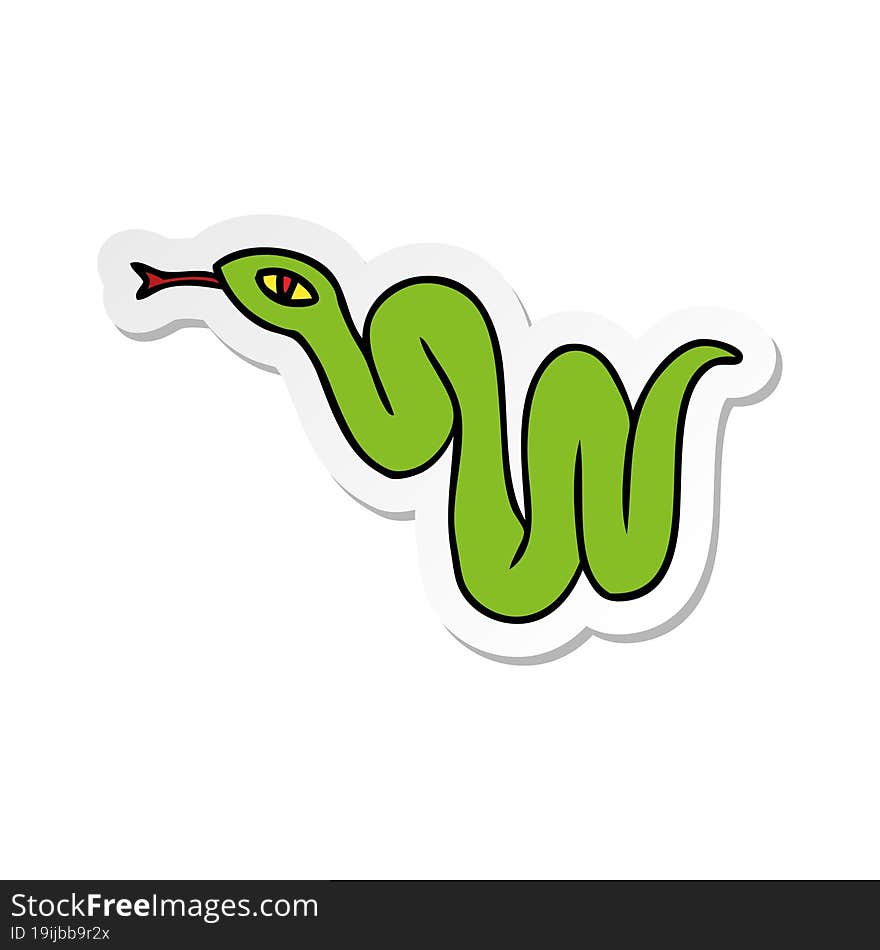 hand drawn sticker cartoon doodle of a garden snake