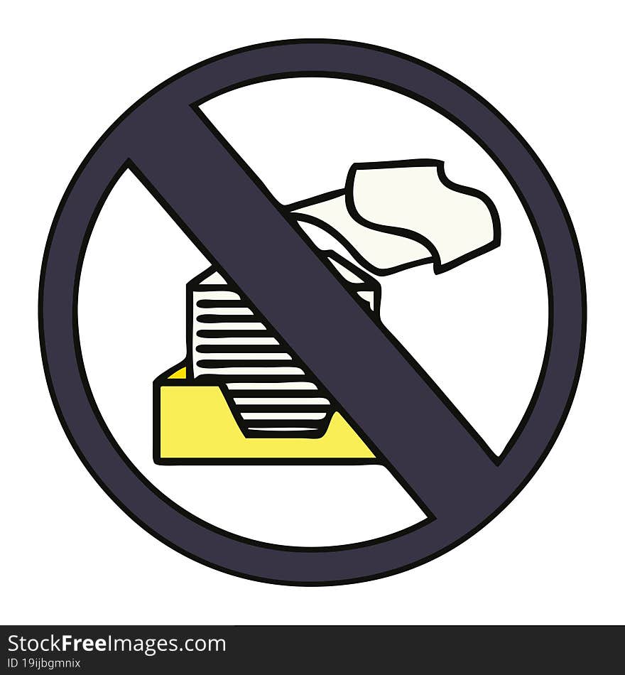 cute cartoon paper ban sign