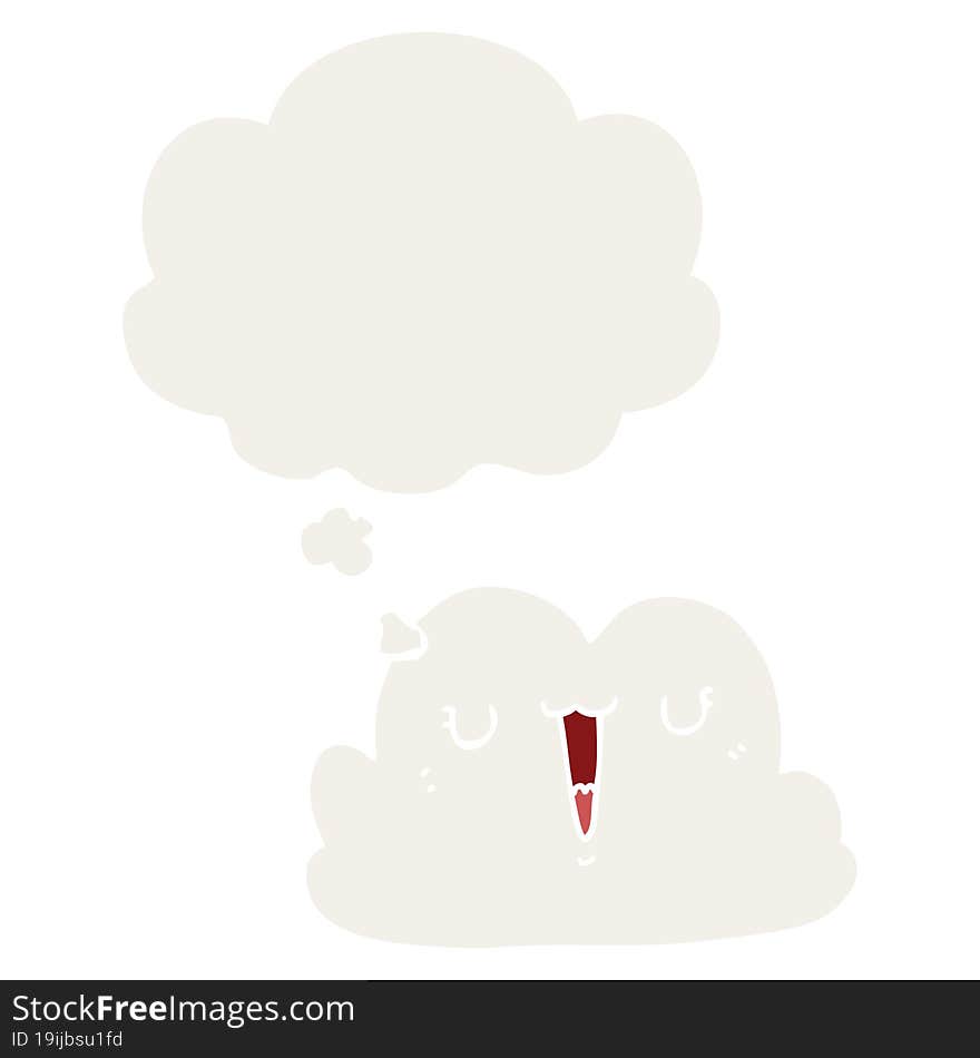 cute cartoon cloud and thought bubble in retro style