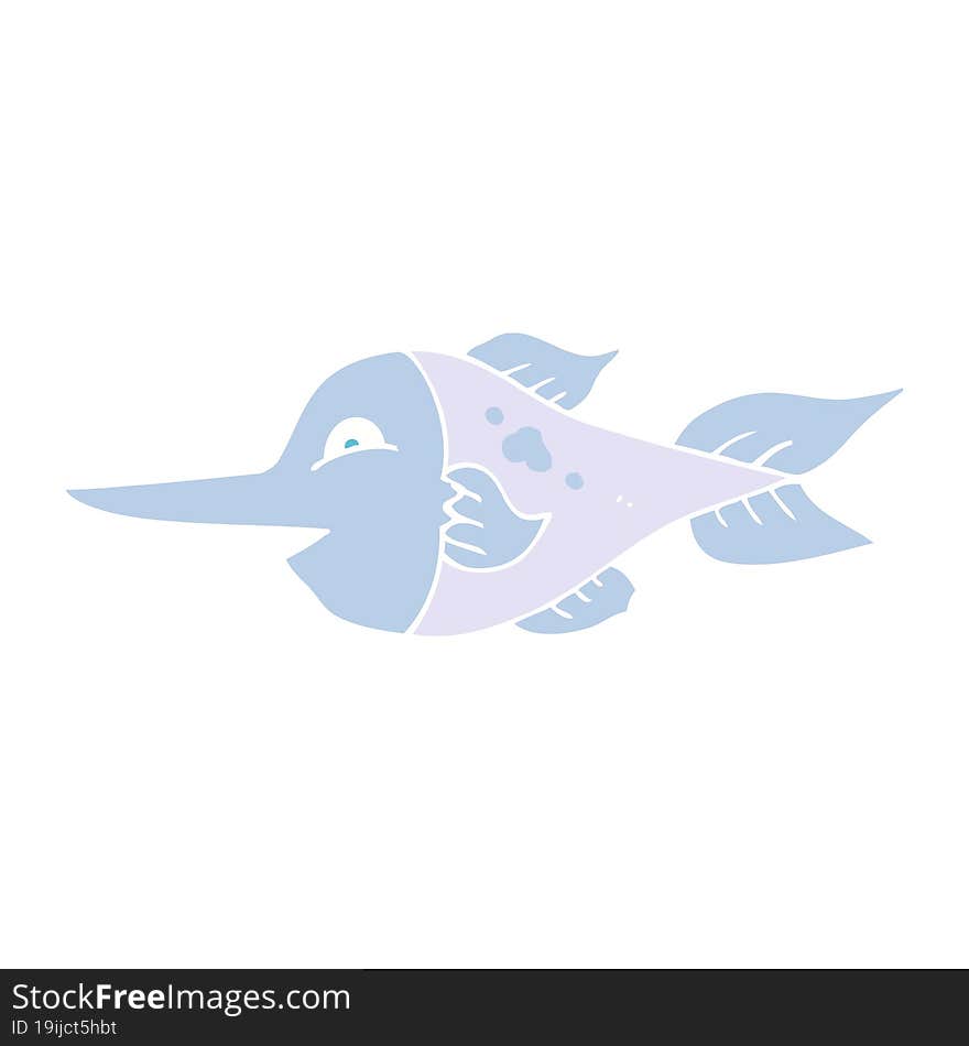 flat color illustration of a cartoon swordfish