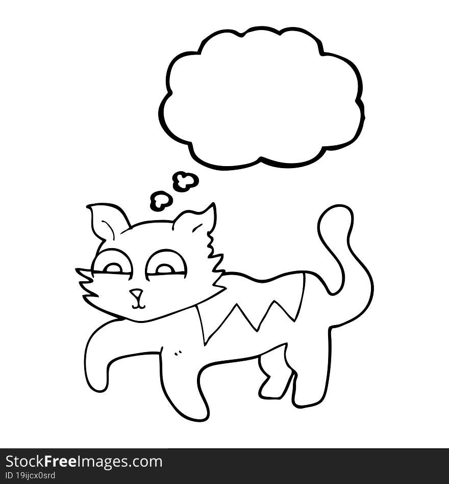 freehand drawn thought bubble cartoon cat