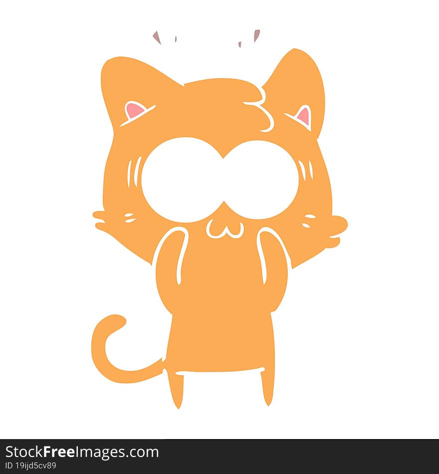 flat color style cartoon surprised cat