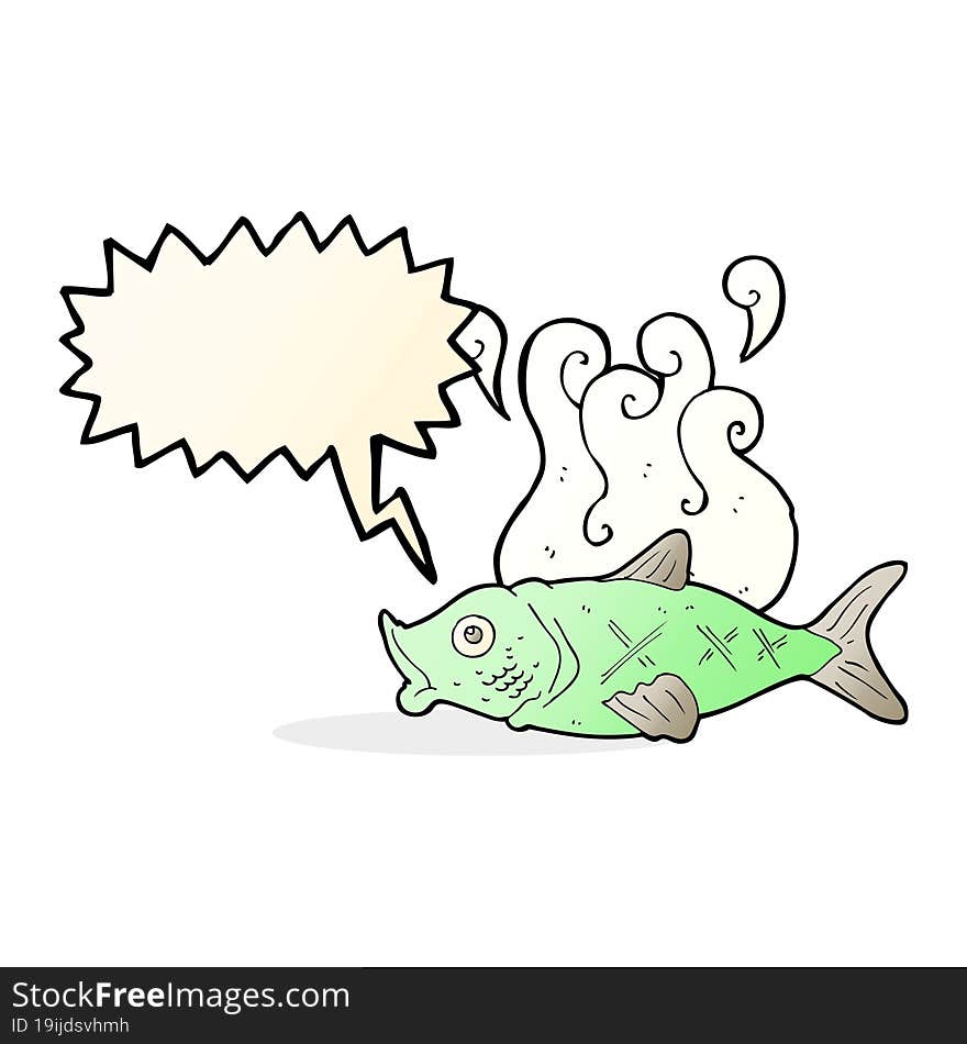 cartoon smelly fish with speech bubble