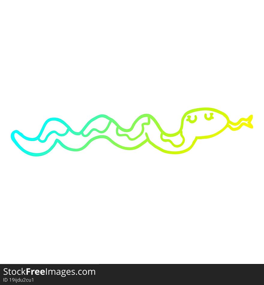 Cold Gradient Line Drawing Cartoon Snake