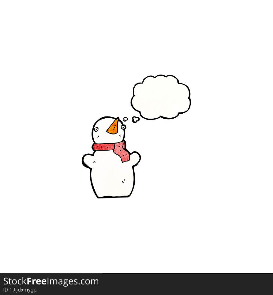 Cartoon Snowman With Thought Bubble