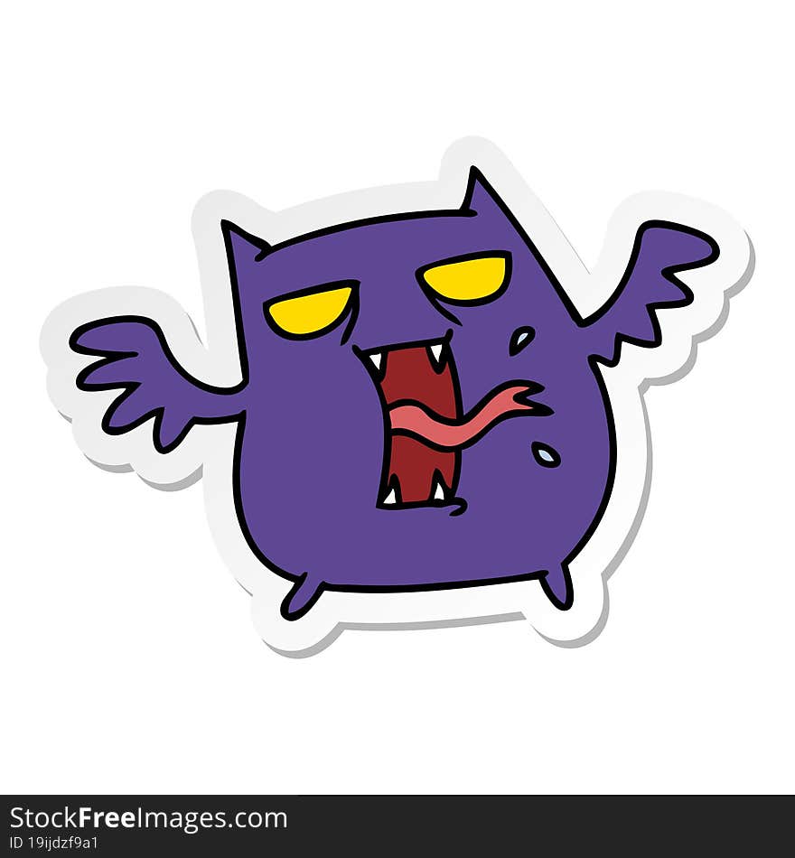 sticker cartoon of cute scary kawaii bat