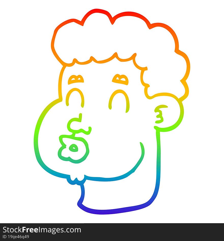 rainbow gradient line drawing of a cartoon male face