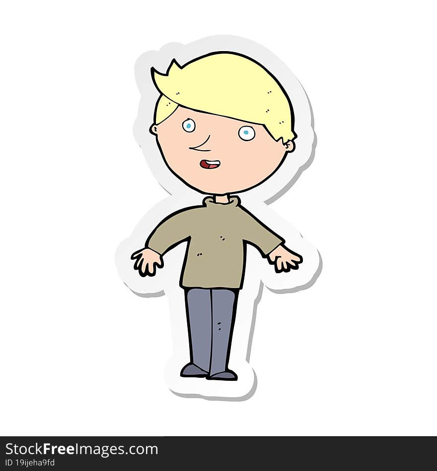 sticker of a cartoon happy man