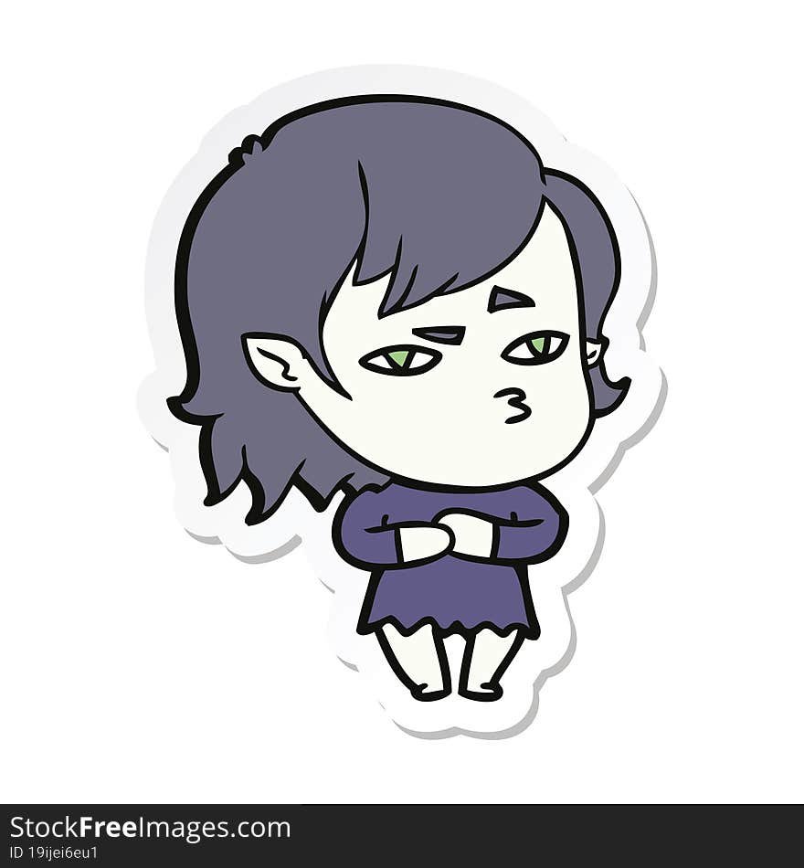 sticker of a cartoon vampire girl