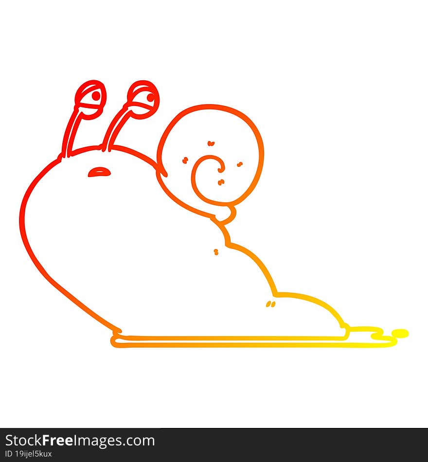 Warm Gradient Line Drawing Cartoon Slug