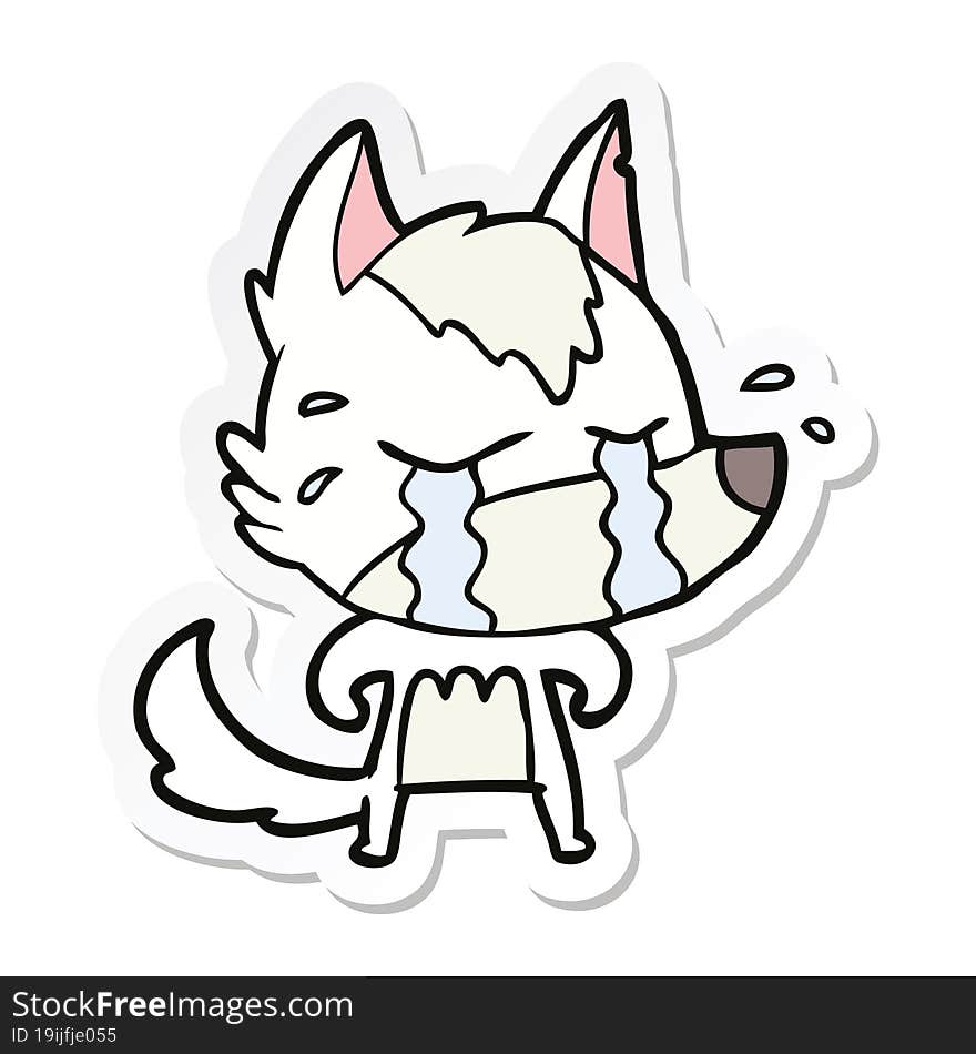 Sticker Of A Cartoon Crying Wolf