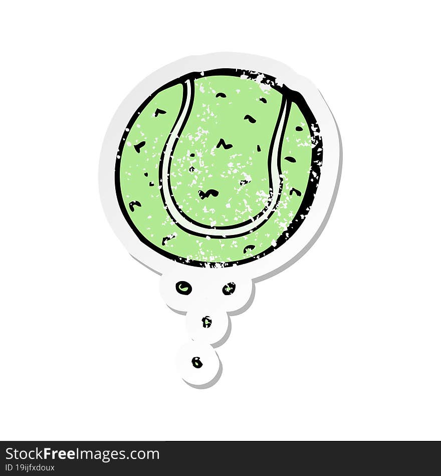 retro distressed sticker of a cartoon tennis ball