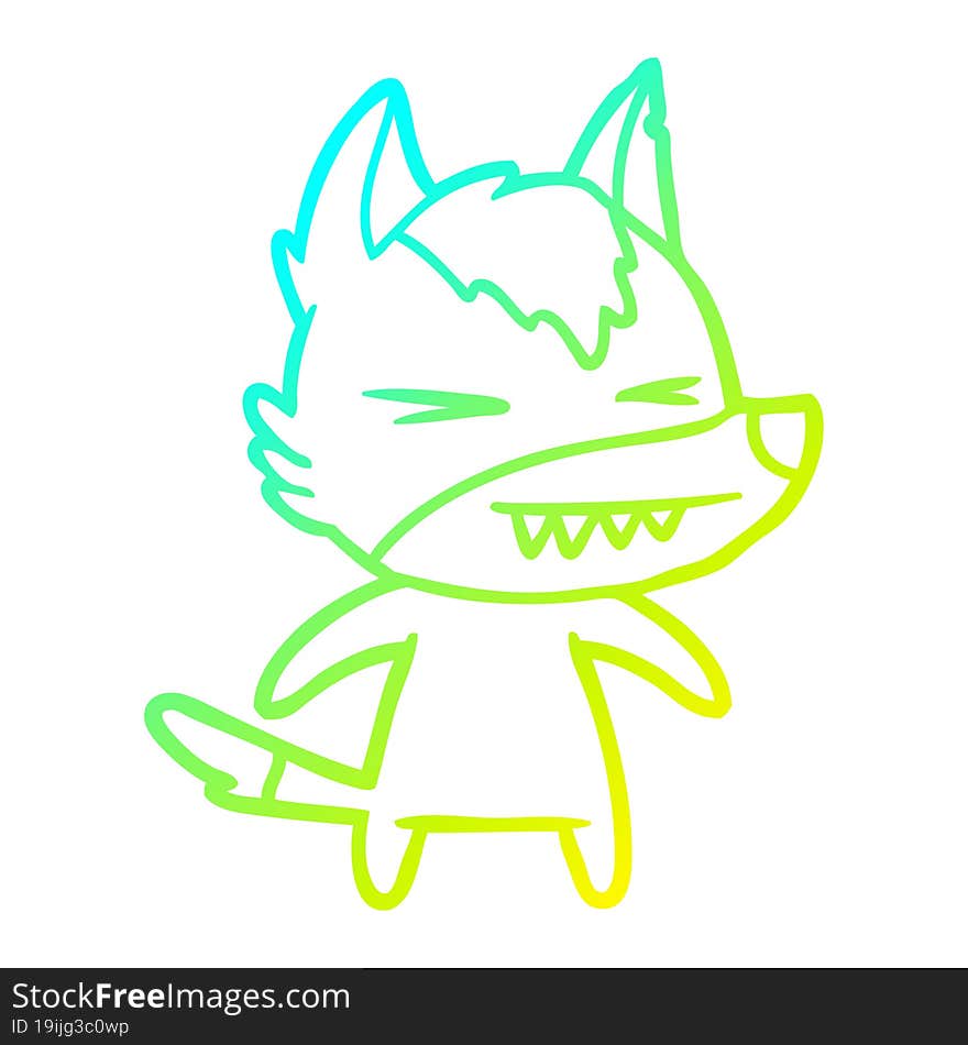 cold gradient line drawing angry wolf cartoon