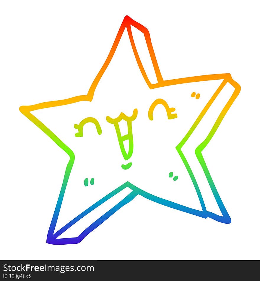 rainbow gradient line drawing cute cartoon star