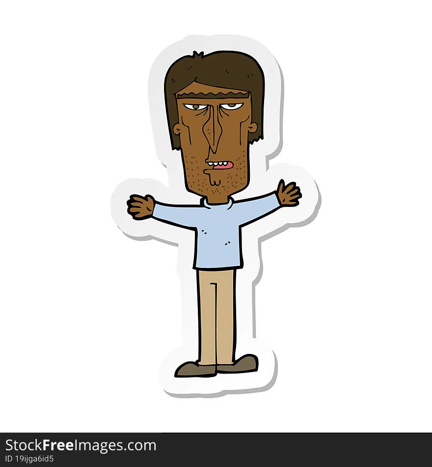 Sticker Of A Cartoon Angry Man