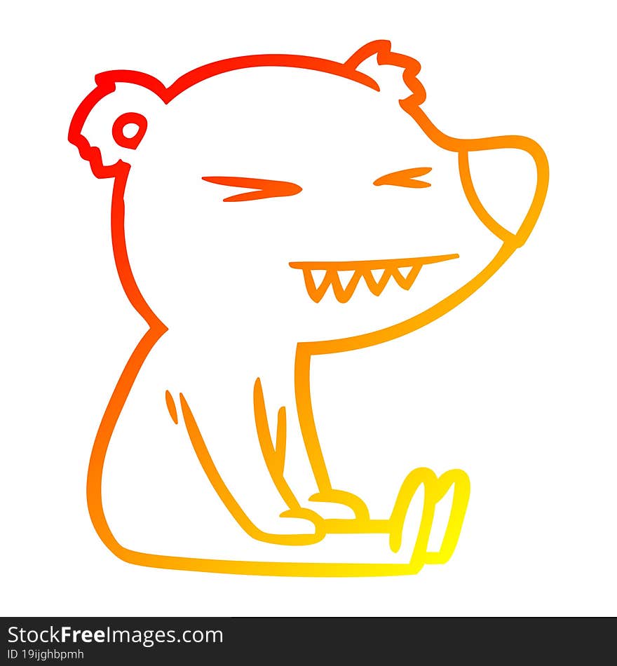 warm gradient line drawing angry polar bear cartoon