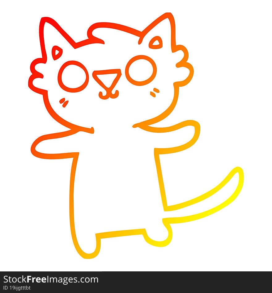 warm gradient line drawing of a cartoon cat