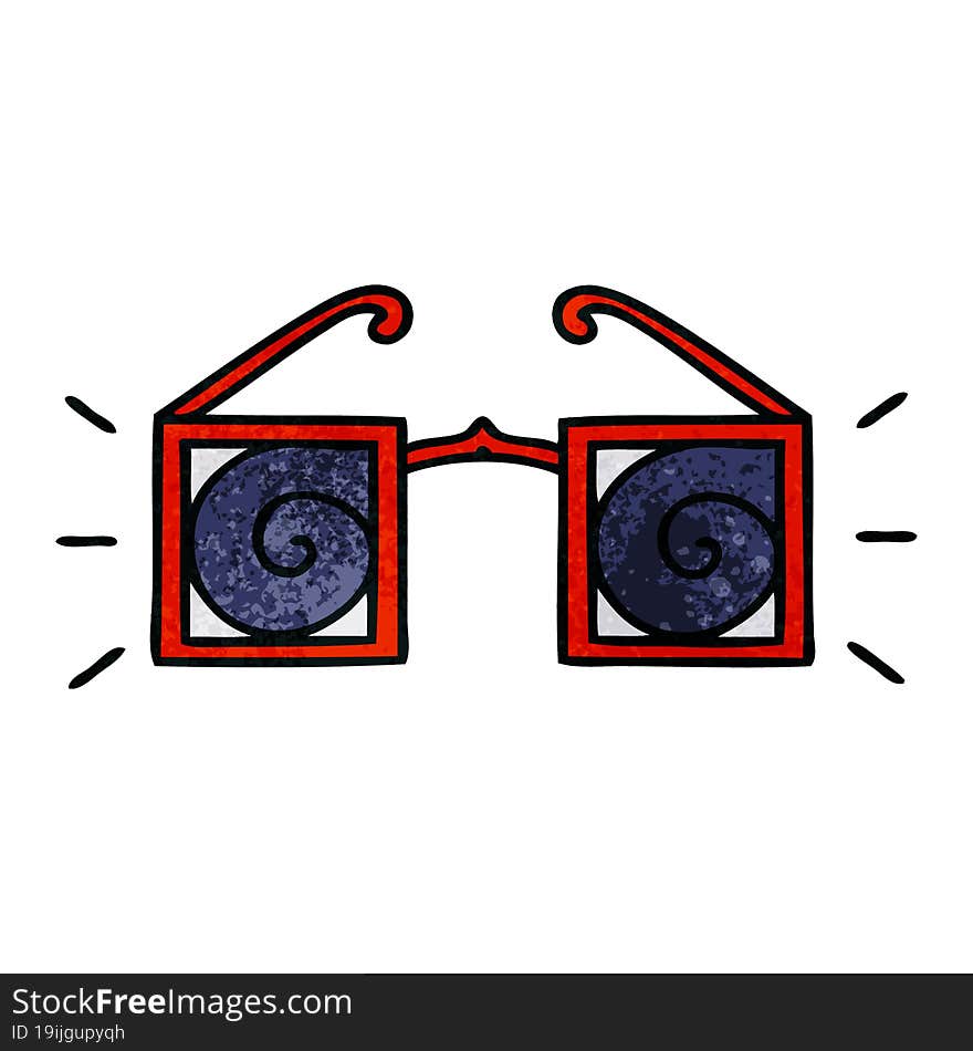 retro grunge texture cartoon of a hypnotic glasses