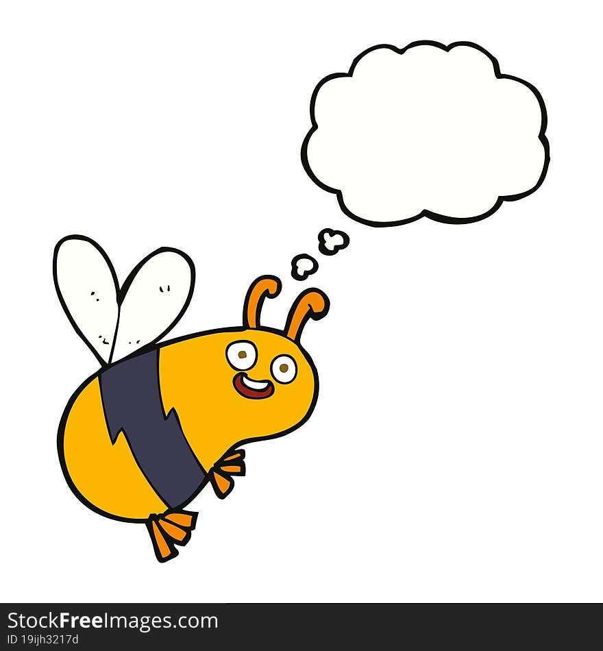 funny cartoon bee with thought bubble