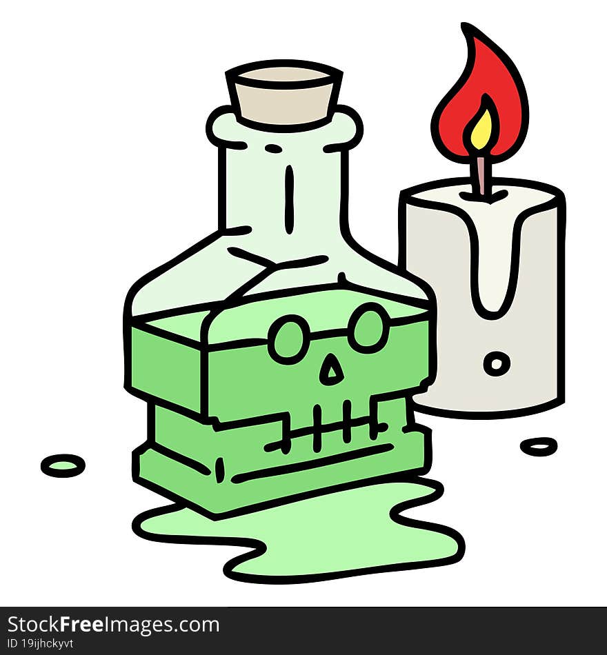 Magic Potion In Fancy Bottle With Candle