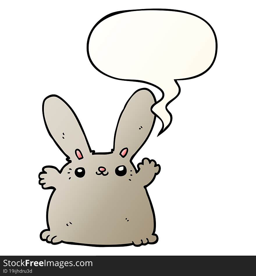 Cartoon Rabbit And Speech Bubble In Smooth Gradient Style