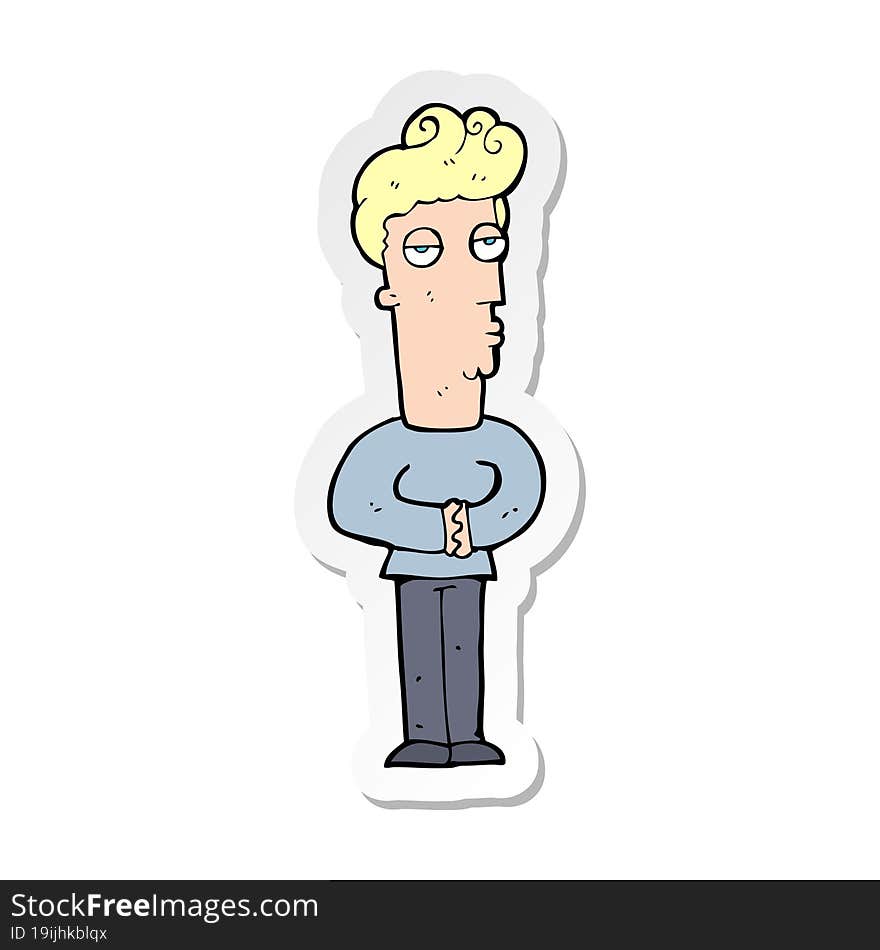 sticker of a cartoon arrogant man