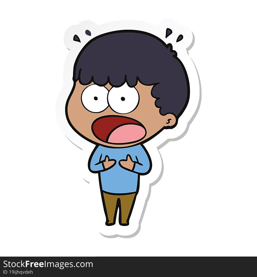 sticker of a cartoon shocked man