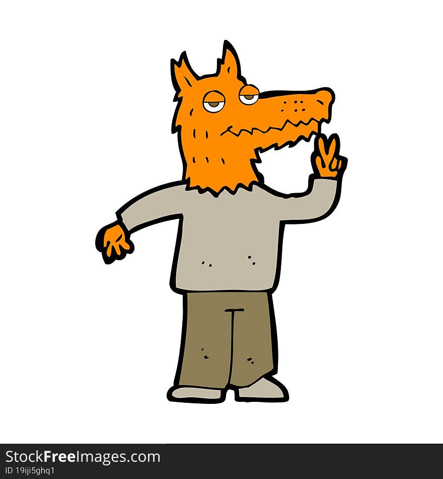 cartoon happy fox man