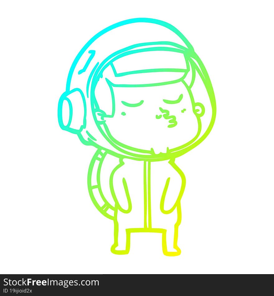 cold gradient line drawing cartoon confident astronaut