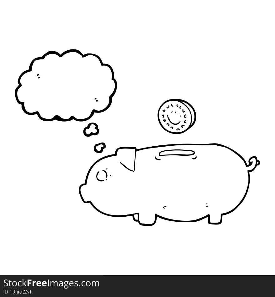 thought bubble cartoon piggy bank