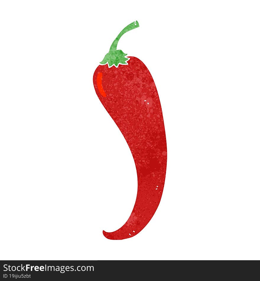 freehand retro cartoon chili pepper