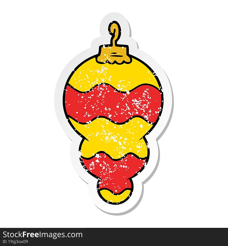 distressed sticker of a cartoon christmas decoration