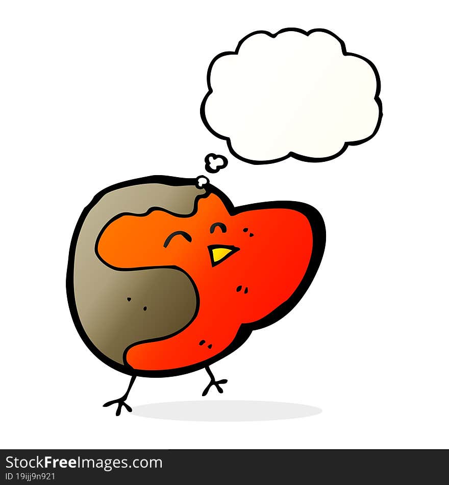 Cartoon Robin With Thought Bubble