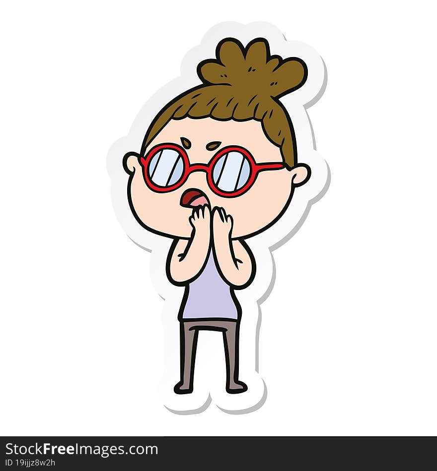 sticker of a cartoon annoyed woman