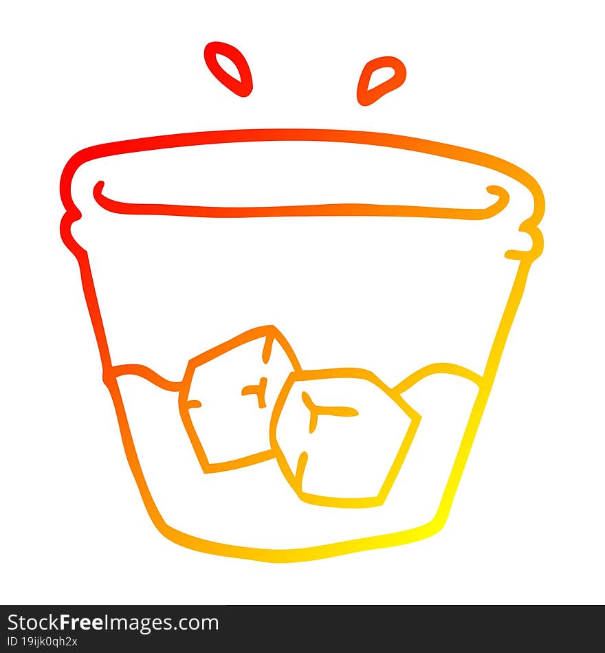 warm gradient line drawing of a cartoon water and ice