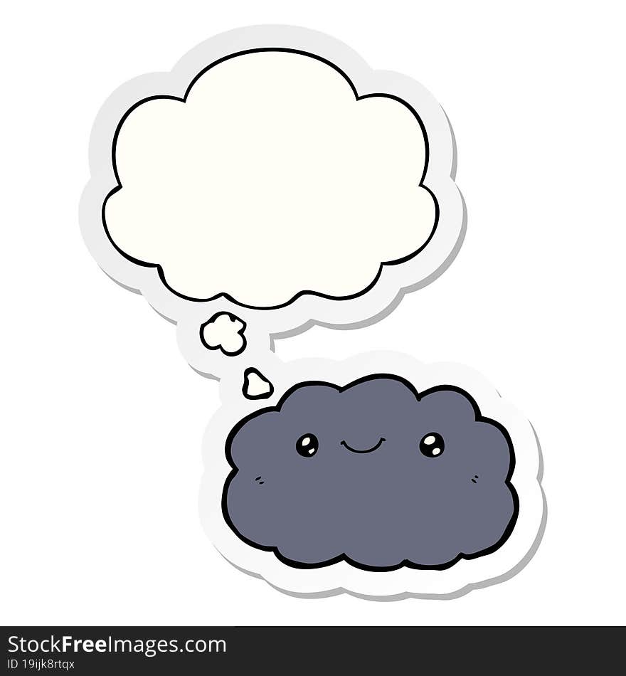 cartoon cloud and thought bubble as a printed sticker