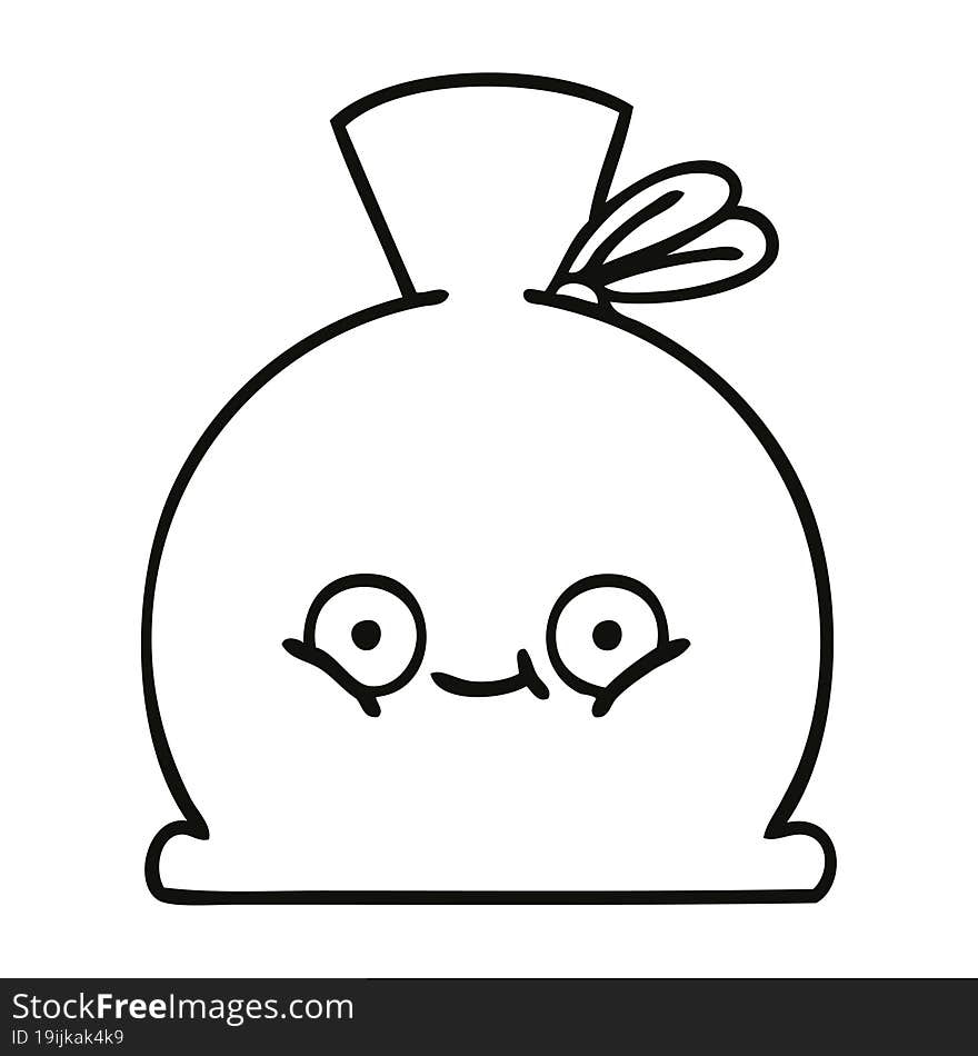 line drawing cartoon of a sack. line drawing cartoon of a sack