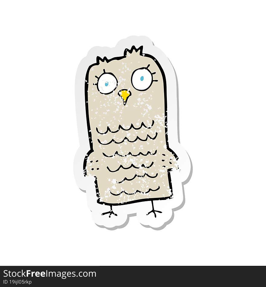 retro distressed sticker of a cartoon owl