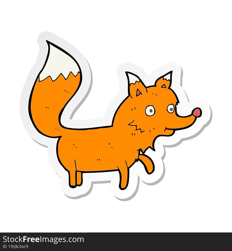 sticker of a cartoon fox cub