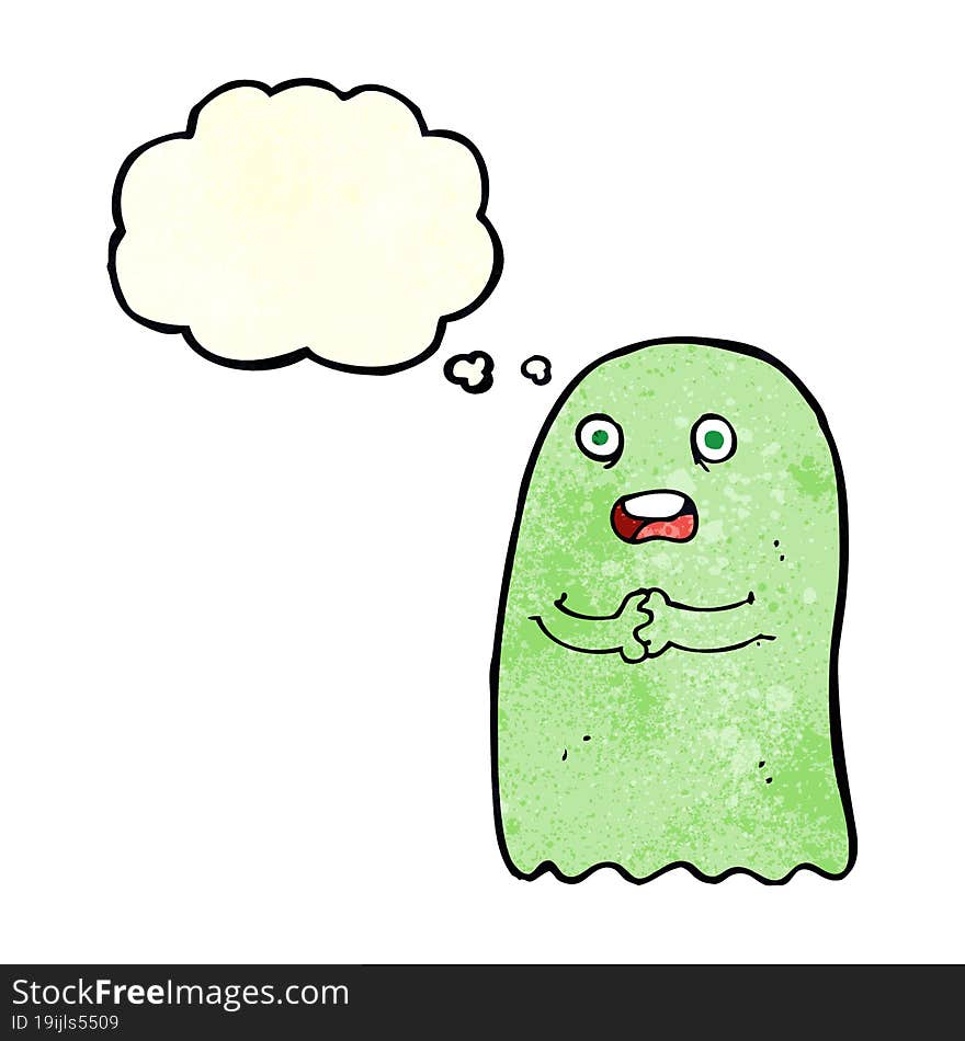 funny cartoon ghost with thought bubble