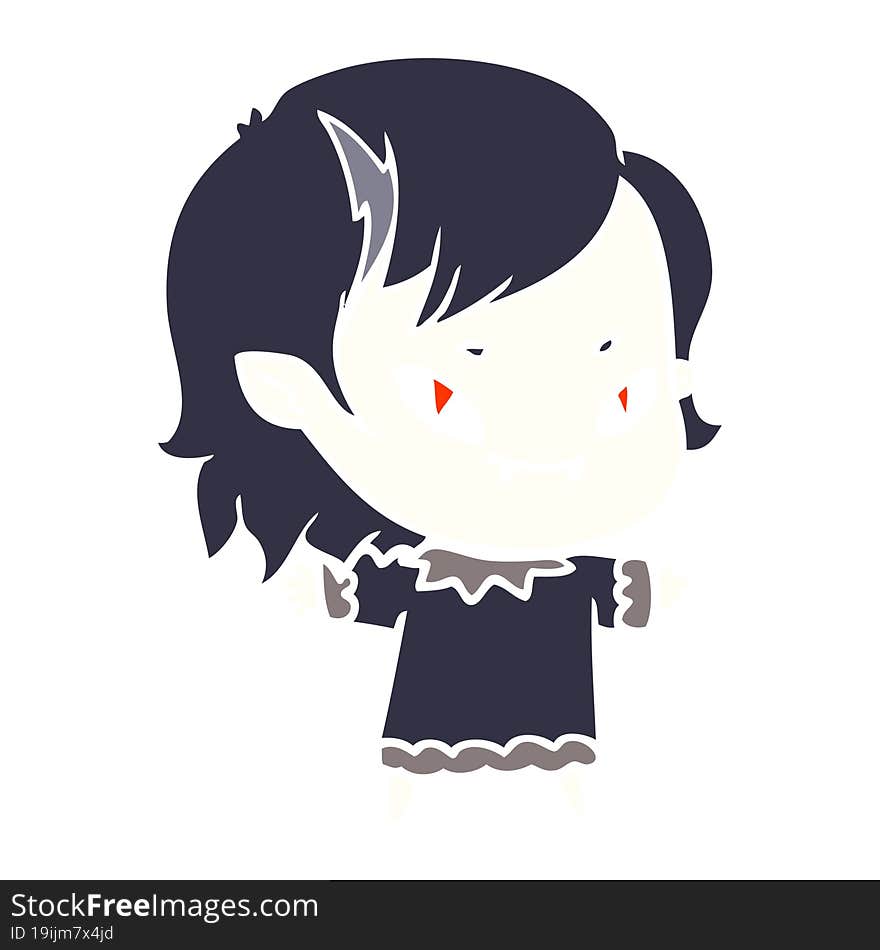 flat color style cartoon friendly vampire girl